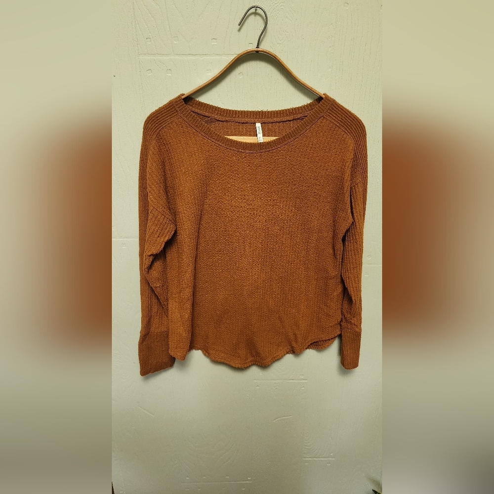 MUDD Long Sleeve Waffle Knit Top